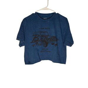 Ford Bronco Rare Breed Retro Blue Cropped Cutoff Tshirt Size XL